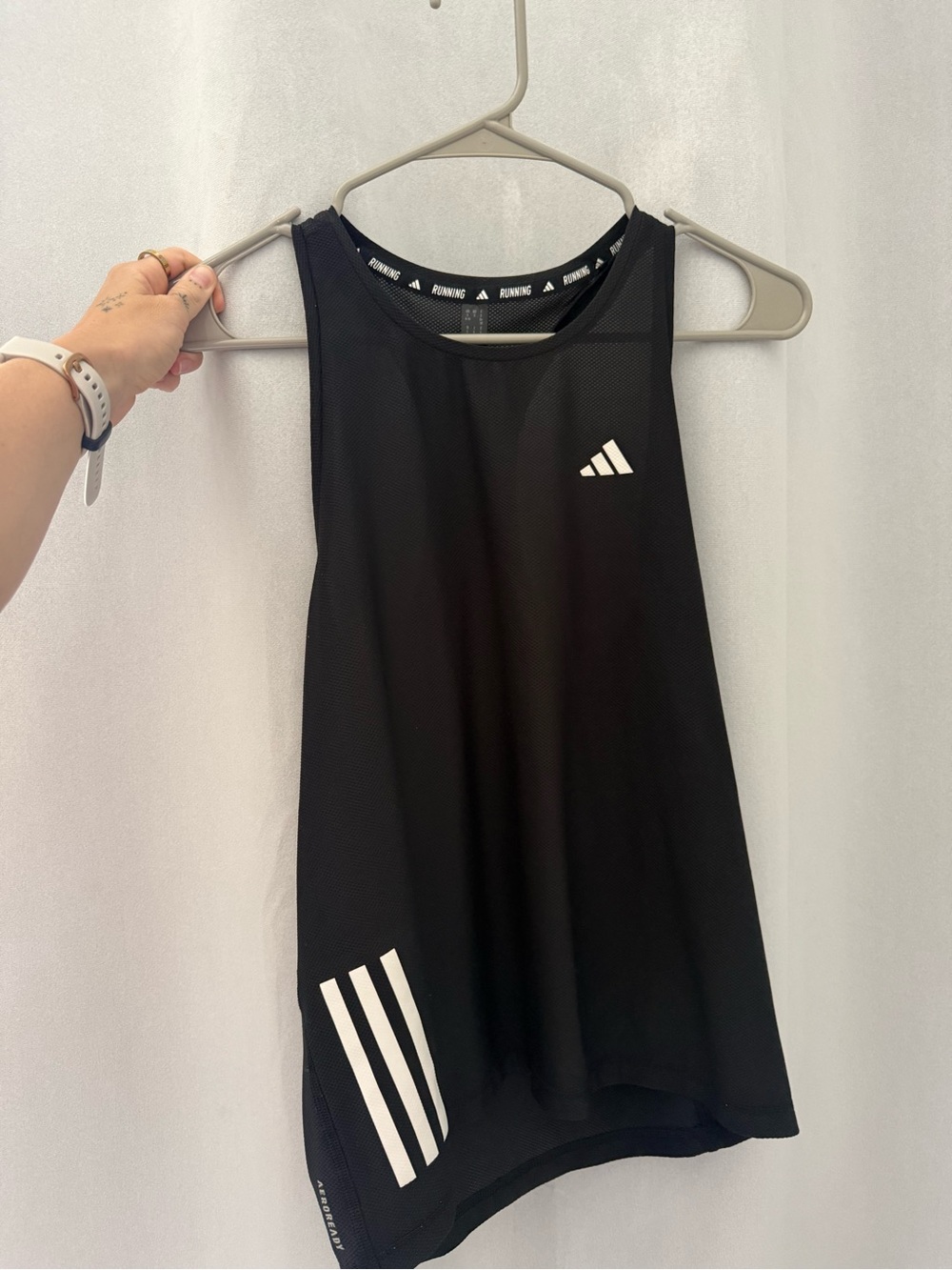 adidas Black Athletic Mesh Tank with White Logo